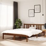 vidaXL Cadre de lit Marron miel Bois massif 135x190 cm Double