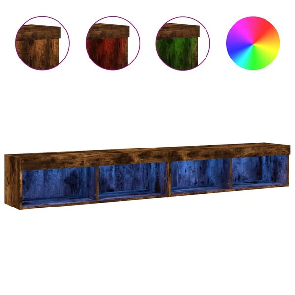 vidaXL Meubles TV avec lumières LED 2 Pièces chêne fumé 100x30x30 cm