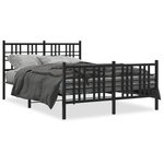 vidaXL Cadre de lit métal sans matelas avec pied de lit noir 140x200cm