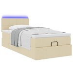 vidaXL Lit ottoman avec matelas crème 100x200 cm tissu