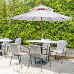 Parasol en bois peuplier droit 2 toit polyester 180 g/m² dia. 2 7 x 2 6H m blanc