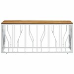 vidaXL Table basse argenté acier inoxydable et bois massif d'acacia