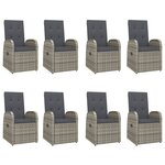 vidaXL Ensemble à manger de jardin 9 Pièces coussins gris résine tressée
