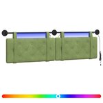 vidaXL Tête de lit suspendue Avec lumière LED Vert clair Velours