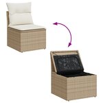 Ensemble de Canapé de Jardin 5 Pièces avec Coussins Beige Poly Rotin Acacia