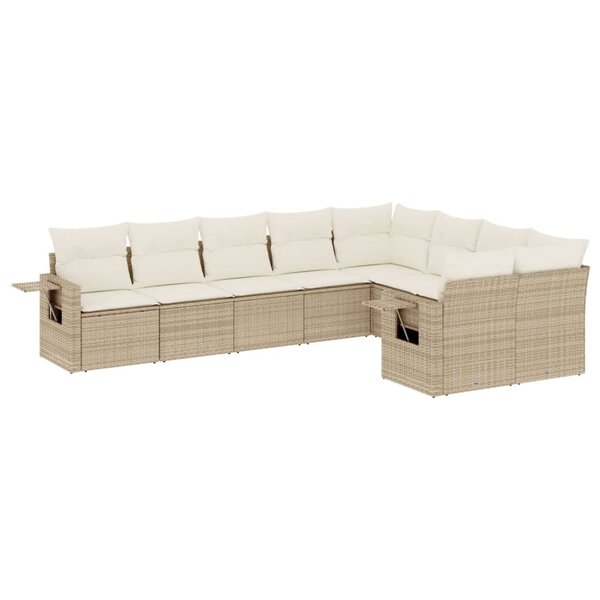 vidaXL Salon de jardin avec coussins 9 Pièces beige résine tressée