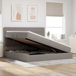 vidaXL Lit de Rangement Taupe 200 x 200 cm Cuir synthétique