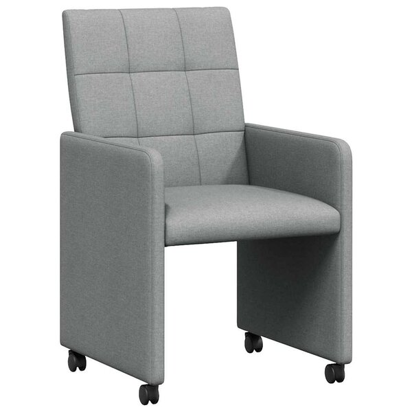 vidaXL Chaises de Salle à Manger avec Roues 2 Pièces Gris clair tissu