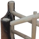 vidaXL Tabouret pliable cuir de chèvre et bois de teck massif