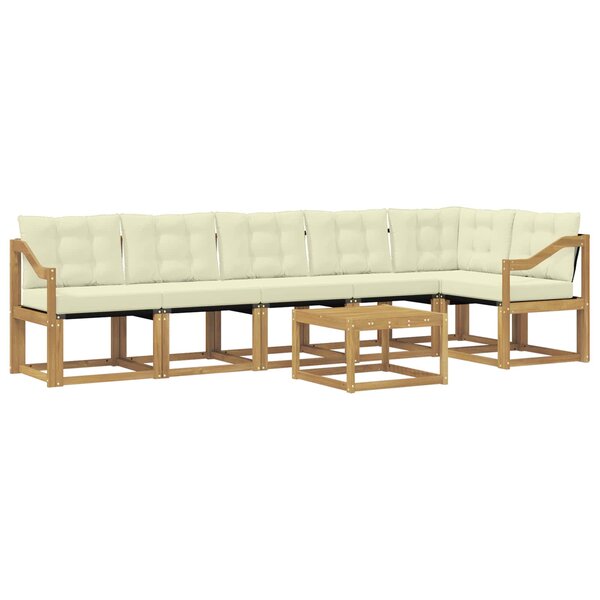 vidaXL Ensemble de canapés d'extérieur 7 Pièces Blanc et crème