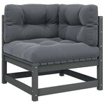 vidaXL Canapé d'angle de jardin coussins anthracite Bois de pin massif