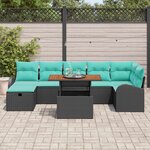 vidaXL Ensemble de canapé de jardin 8 Pièces Noir polyrotin