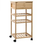 vidaXL Chariot de Cuisine avec Roues Naturel 37 x 36 x 80 cm Bambou