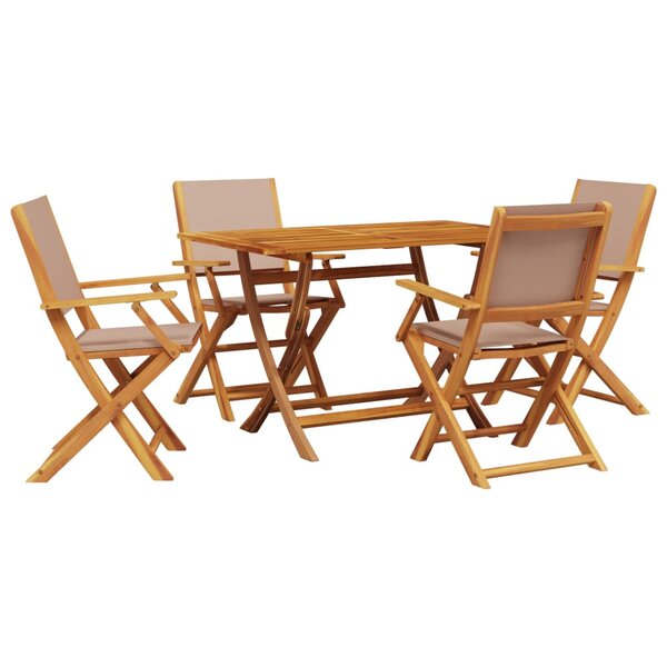 vidaXL Ensemble à manger de jardin 5 Pièces taupe tissu et bois massif