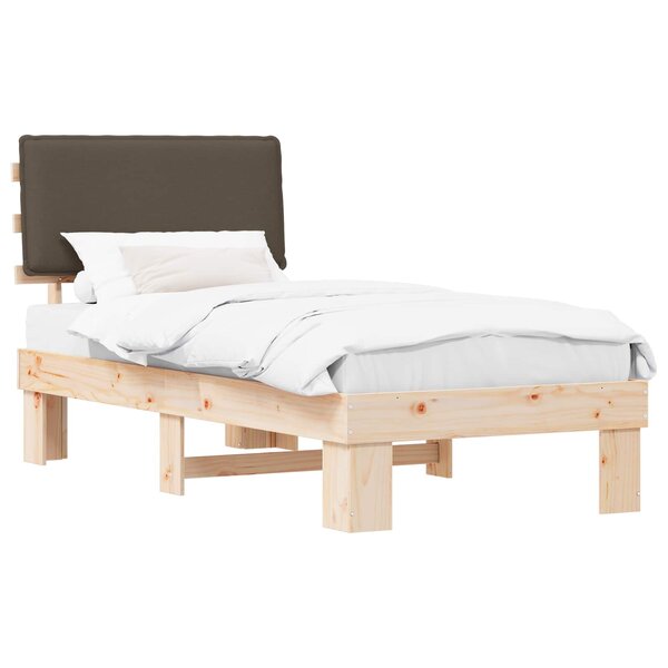 vidaXL Cadre de lit avec tête de lit rembourrée Taupe 75 x 190 cm