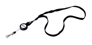 Lot de 10 tours de cou noirs de 40 cm x 1 cm de large avec enrouleur de 60 cm de long AVERY