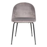 2 chaises de salle à manger en velours gris avec pieds noirs