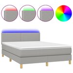 vidaXL Sommier à lattes de lit et matelas et LED Gris clair 140x190 cm