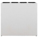 vidaXL Lits surélevés de jardin et 4 pots 2 Pièces Résine tressée Blanc