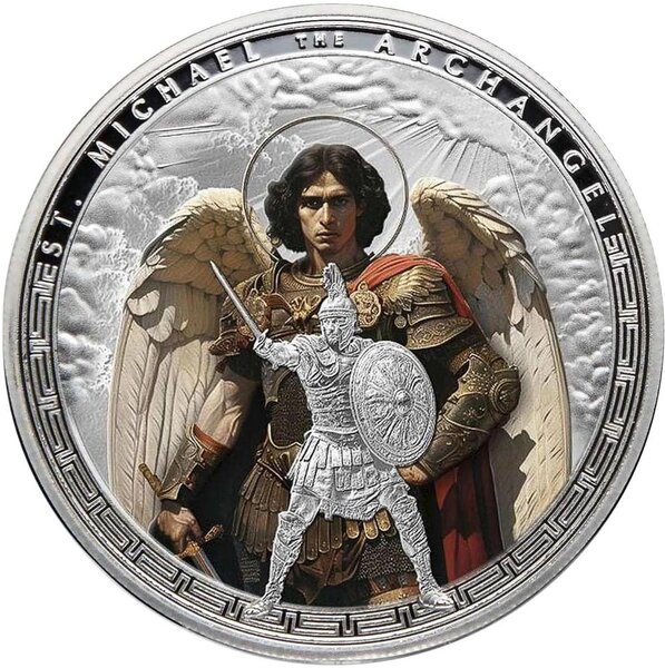 Pièce de monnaie en Argent 5 Cedis g 31.1 (1 oz) Millésime 2025 Patron Saints ST. MICHAEL