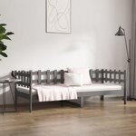 vidaXL Lit de jour sans matelas gris 80x200 cm bois de pin massif