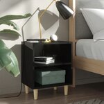Vidaxl tables de chevet pieds en bois 2 pièces noir brillant 40x30x50 cm