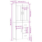 vidaXL Buffet haut Blanc 69 5x34x180 cm Bois d'ingénierie