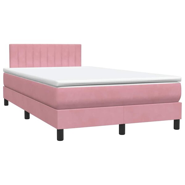 vidaXL Sommier à lattes de lit avec matelas rose 120x210 cm velours