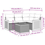 vidaXL Salon de jardin 5 Pièces avec coussins gris résine tressée