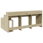 Bureau table poste de travail meuble d'ordinateur informatique étude avec lumières LED chêne sonoma bois d'ingénierie brun 02_0023420