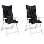 vidaXL Coussins de chaise jardin à dossier haut lot de 2 carreaux noir