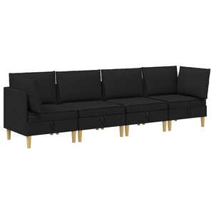vidaXL Canapé modulaire avec rangement 4 Pièces Noir Tissu