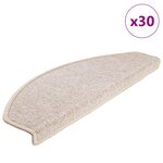 vidaXL Tapis d'escalier 30 pièces 65 x 24 x 4 cm Taupe Demi-rond Grand