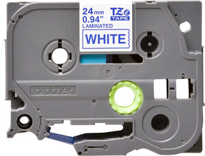 Cartouche ruban Etiqueteuse Brother 24mm Bleu sur blanc Tze-253
