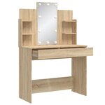 vidaXL Coiffeuse avec lumières LED chêne sonoma 96x40x142 cm