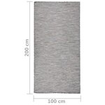 vidaXL Tapis à tissage plat d'extérieur 100x200 cm Marron et bleu