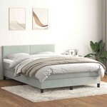 vidaXL Sommier à lattes de lit et matelas et LED gris clair 140x210cm velours