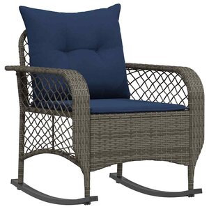 vidaXL Chaise à bascule de jardin avec coussins gris résine tressée