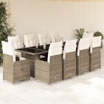 vidaXL Ensemble de bistro de jardin 11 Pièces coussins beige poly rotin
