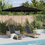 vidaXL Parasol d'extérieur avec mât en bois 350 cm Noir