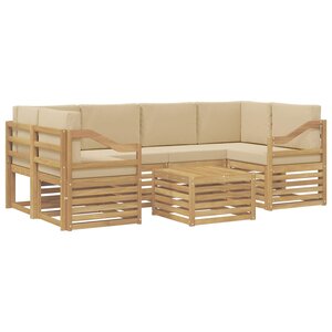 vidaXL Ensemble de canapés d'extérieur 7 Pièces Blanc et Beige Polyester