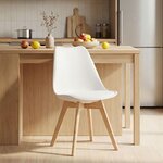 2 Chaises Blanches avec Pieds en Bois