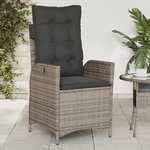 vidaXL Chaises inclinables de jardin lot de 2 et coussins gris rotin