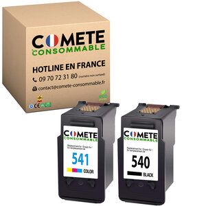 COMETE, Entreprise Française- 540-541- pack 2 Cartouches Compatibles CANON
