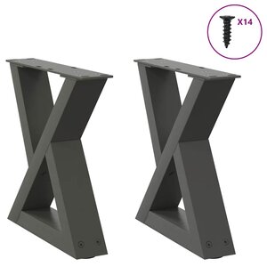 vidaXL Pieds de table basse 2 pièces Anthracite 40 x (30-31 3) cm Acier