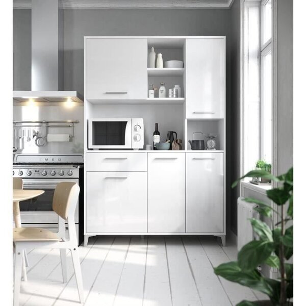 ECO Buffet de cuisine L 120 cm - Blanc brillant