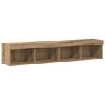 Armoires Murales TV vidaXL avec Éclairage LED 2 Pièces Chêne Artisanal 80x30x30 cm