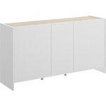 Buffet contemporain 3 portes- Décor chene et blanc  - L 138 x P 42 x H 76 cm - KLoe