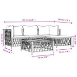 Salon de jardin meuble d'extérieur ensemble de mobilier 4 pièces avec coussins blanc acier 02_0016084