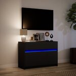 vidaXL Meuble TV avec LED noir 91x34x61 cm bois d'ingénierie